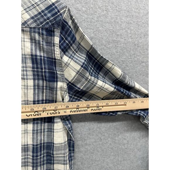 Lucky Brand Shirt Mens Small Pearl Snap Western True Indigo Plaid Cowboy NWT - Picture 8 of 8